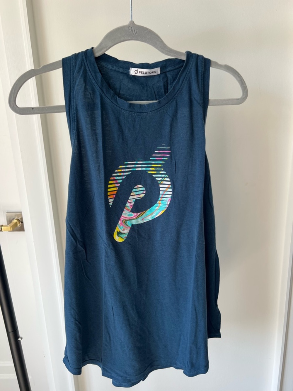 Peloton Navy Tank Top with Colorful Logo